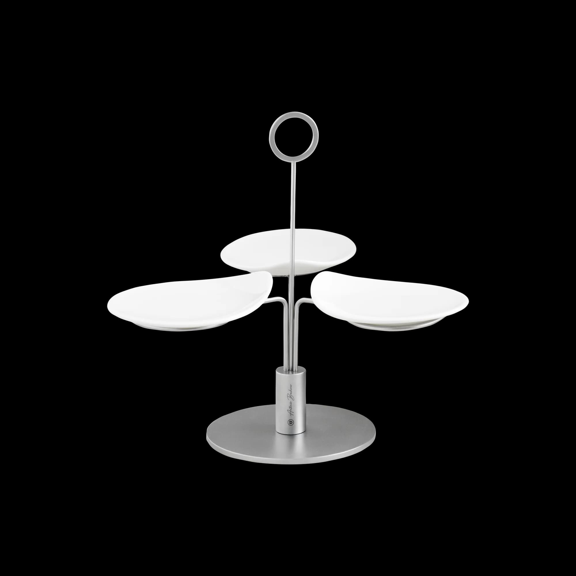Clair Matte Silver 4Pcs Serving Stand Set