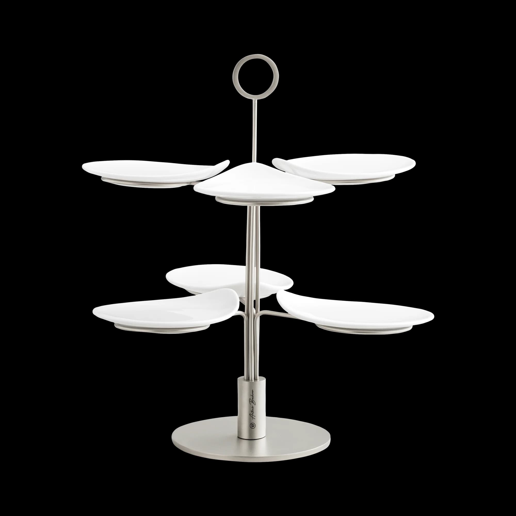 Clair Matte Silver 7Pcs Serving Stand Set