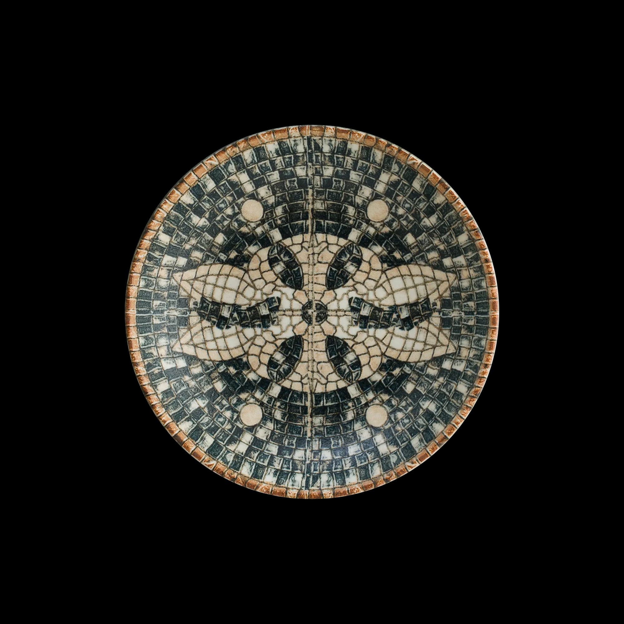 Mesopotamia Mosaic Black Bloom Deep Plate 23 cm 1000 cc