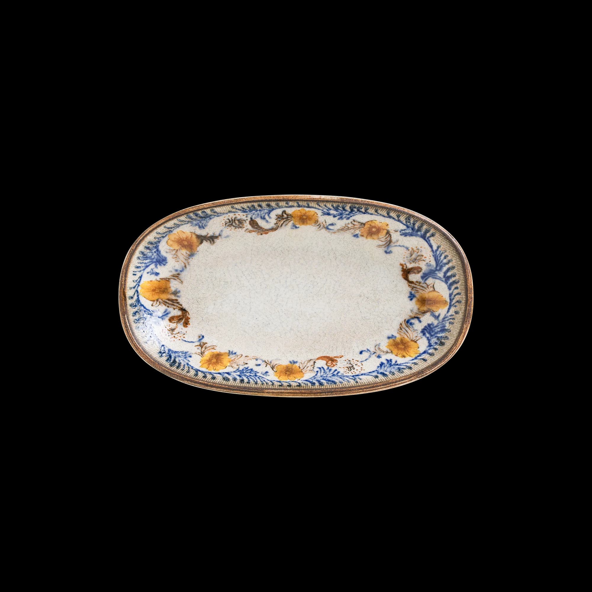 Retro Floral Gourmet Oval Plate 15*8.5 cm  95 cc