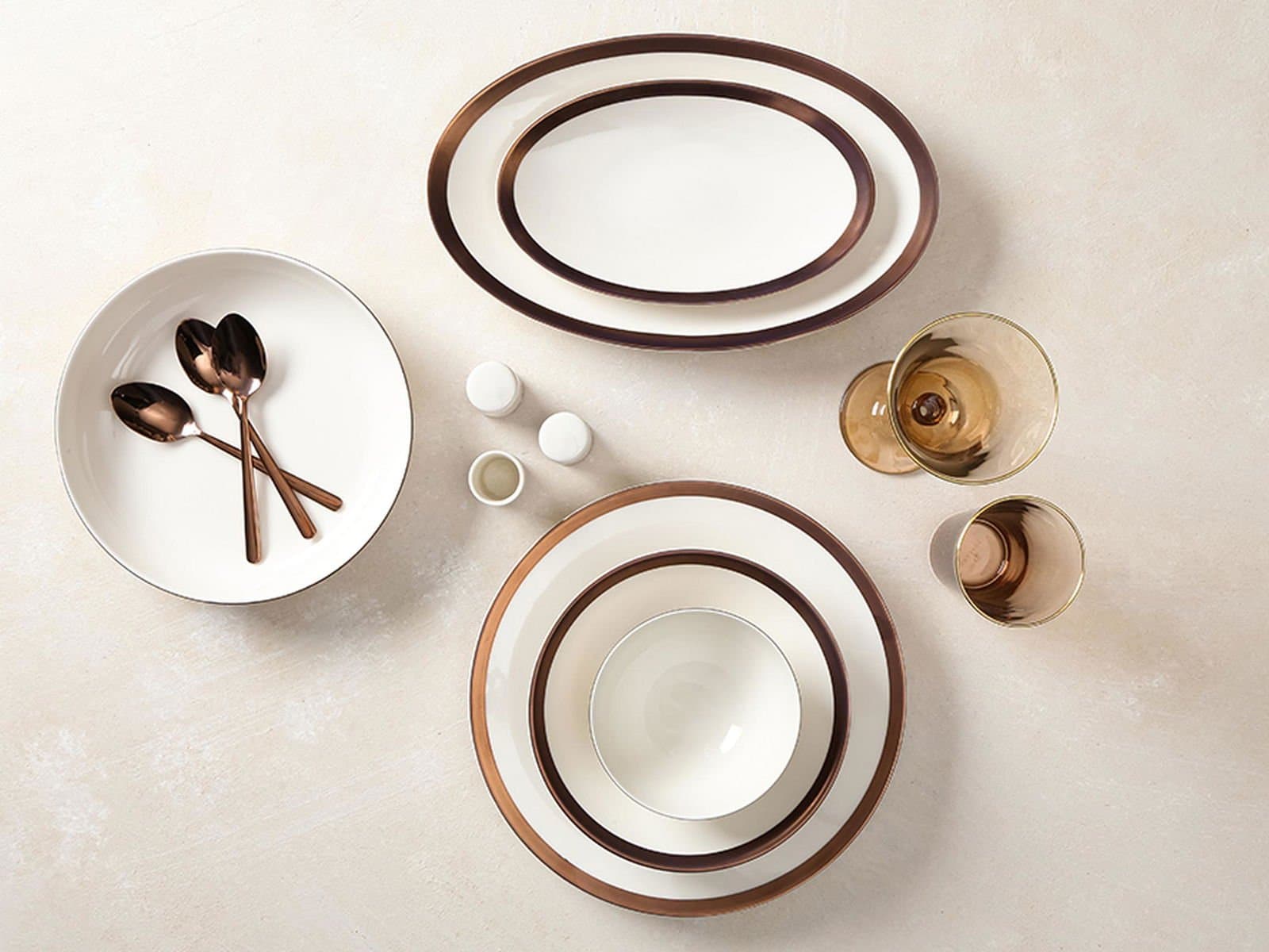 Porland Copper Line 60 Piece Dining Set for 12 People