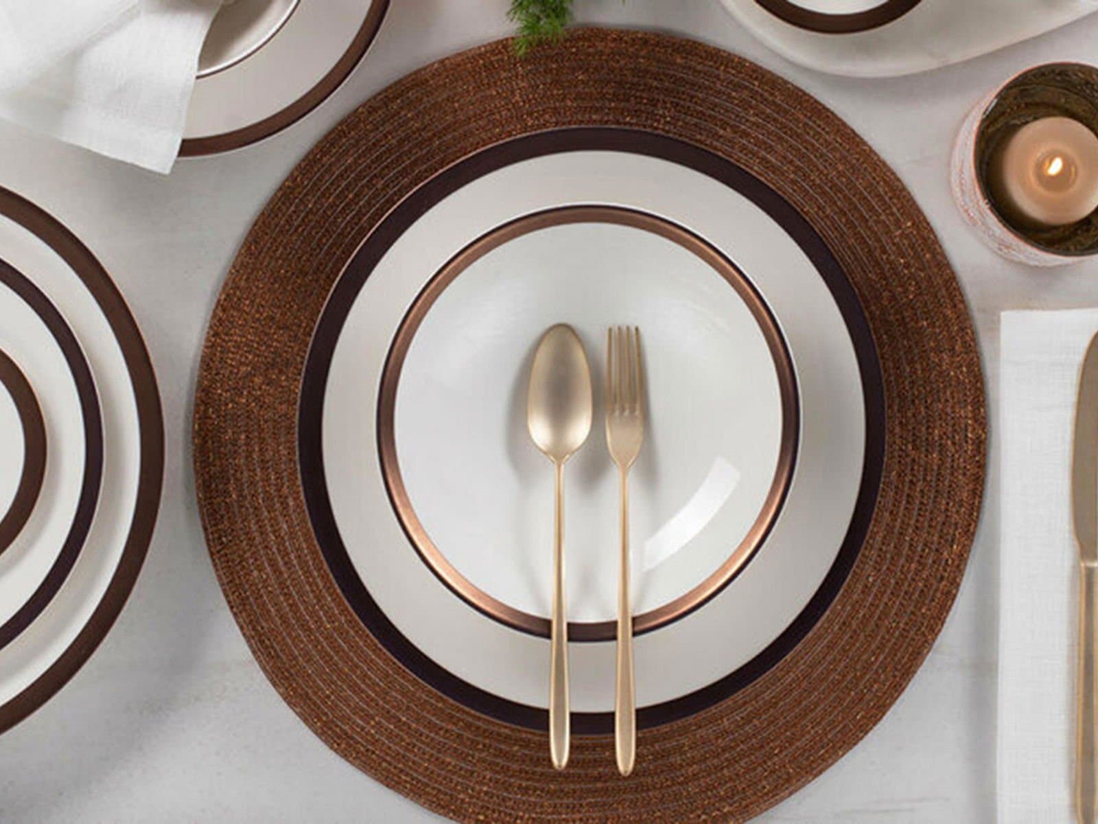 Porland Copper Line 27 Piece 6 Person Dinner Set