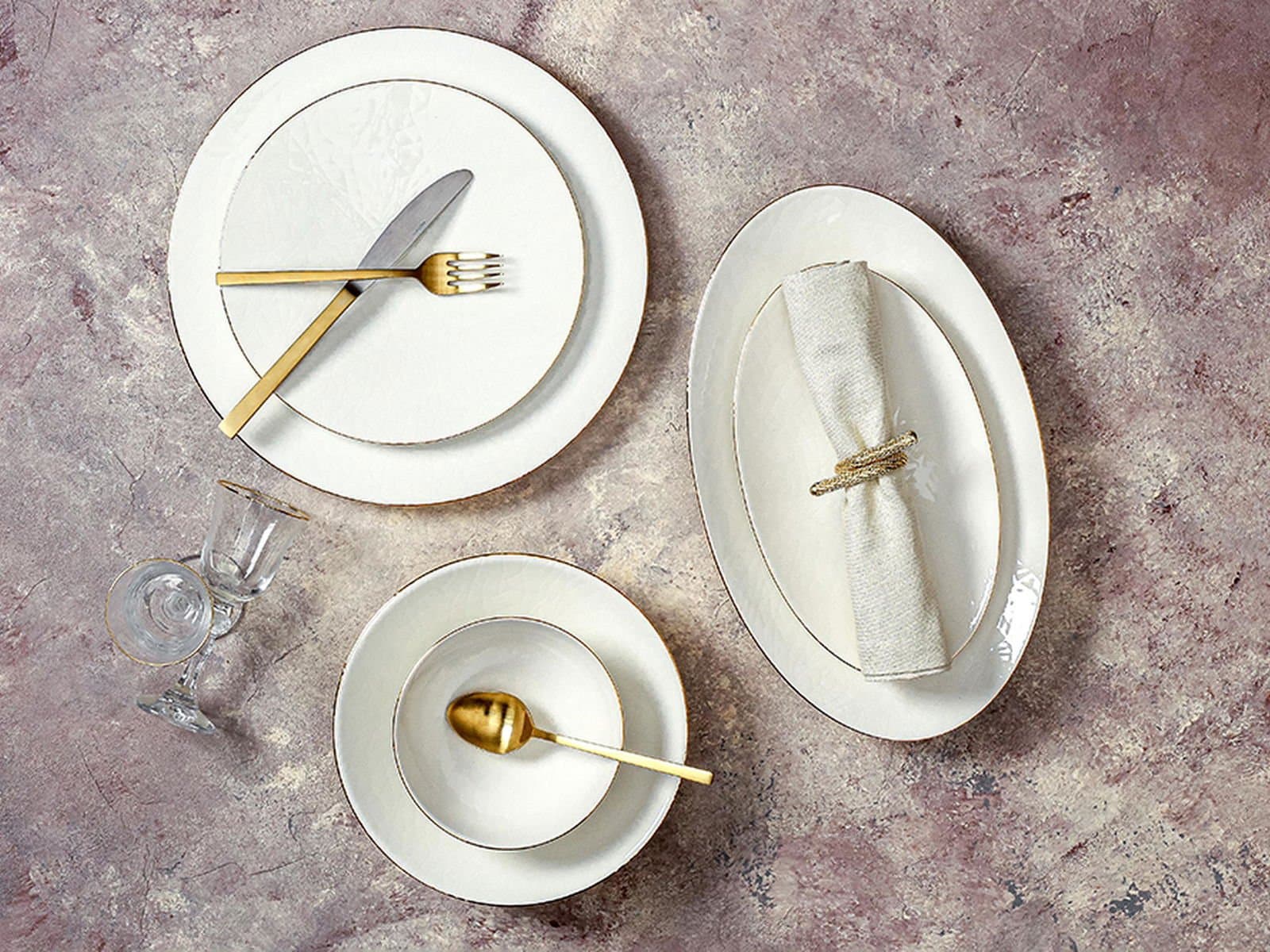 Porland Illusion Gold 27 Piece Dinner Set for 6 People