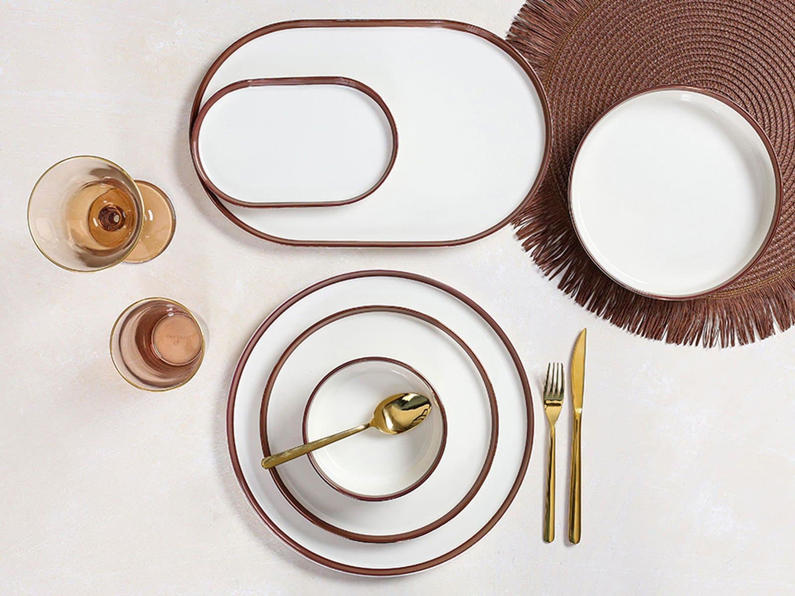 Porland Chopin Copper 27 Piece Dinner Set for 6 People
