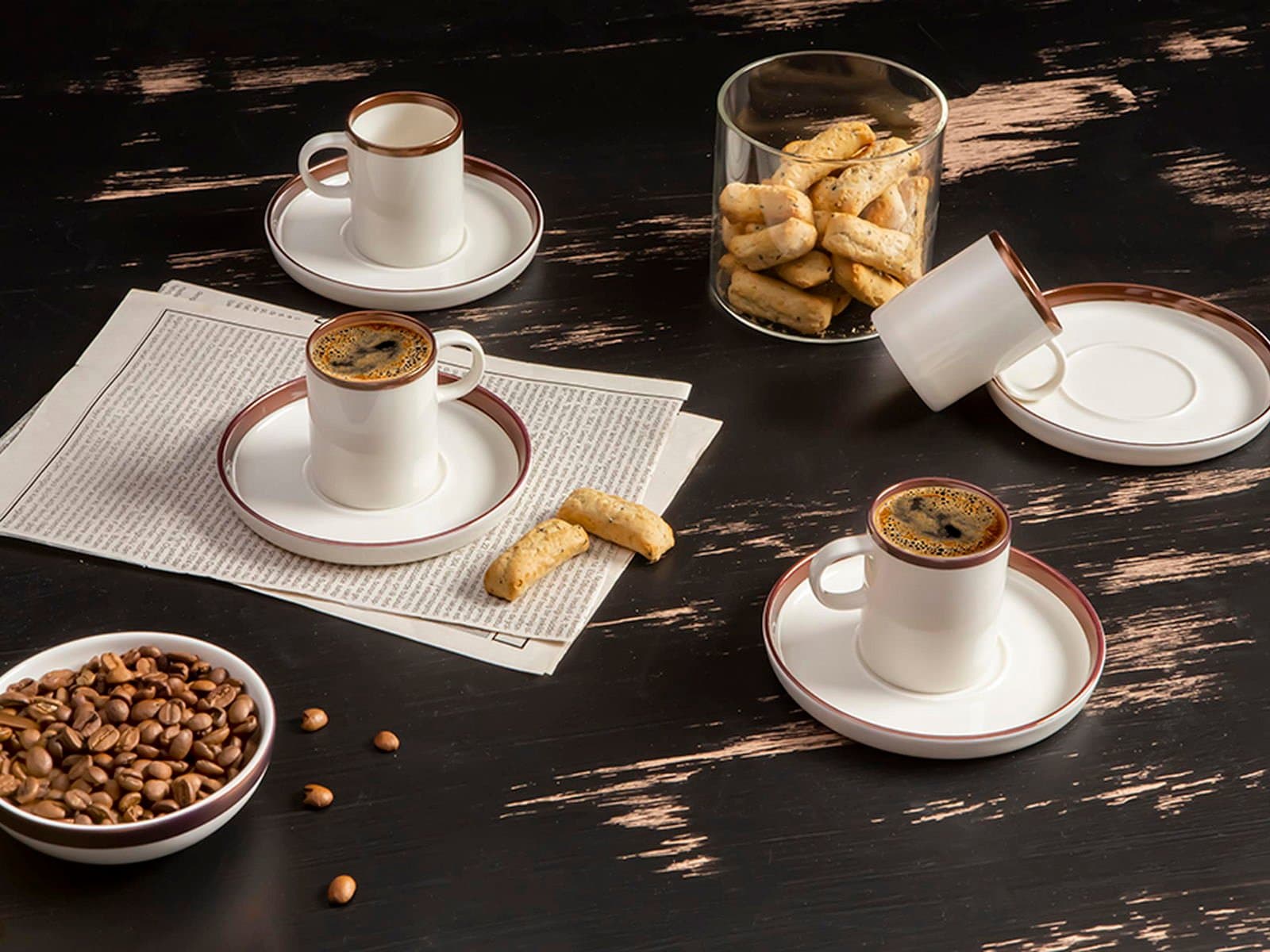 Porland Chopin Copper Coffee Set for 4 People 85cc