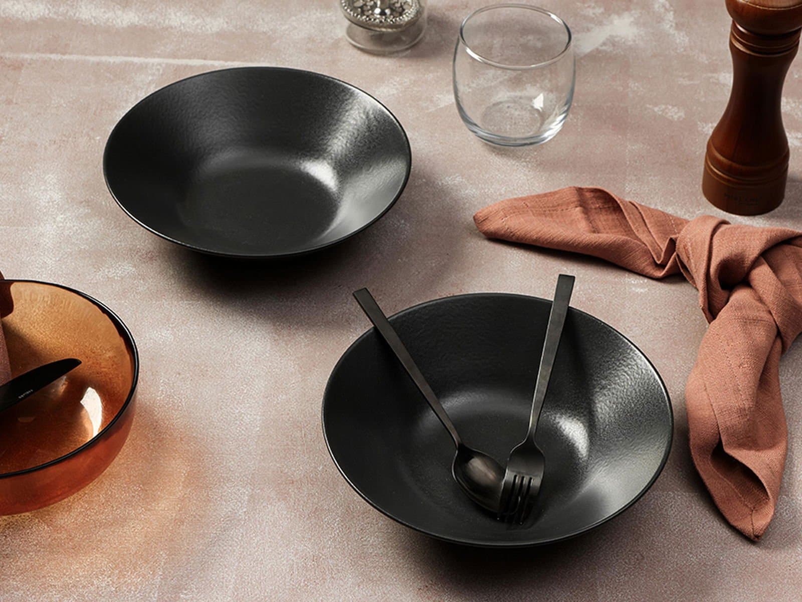 Porland Grazia Seasons Black 2-Piece Serving & Presentation Bowl