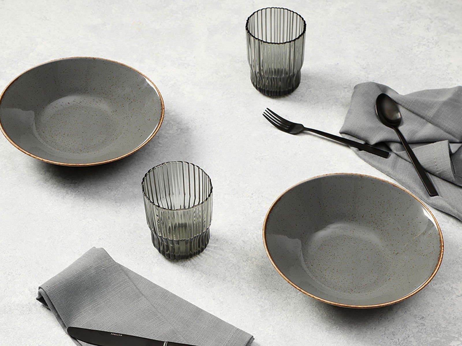 Porland Grazia Seasons Dark Grey 2-Piece Serving & Presentation Bowl
