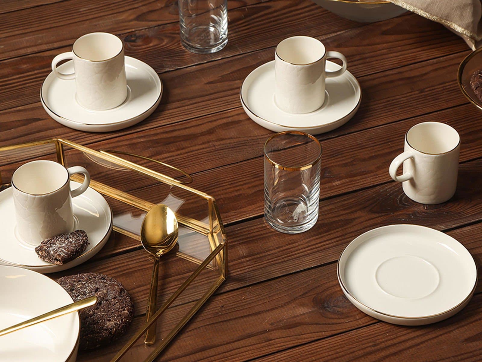 Porland Illusion Gold Gilding 4 Person Coffee Set 85cc