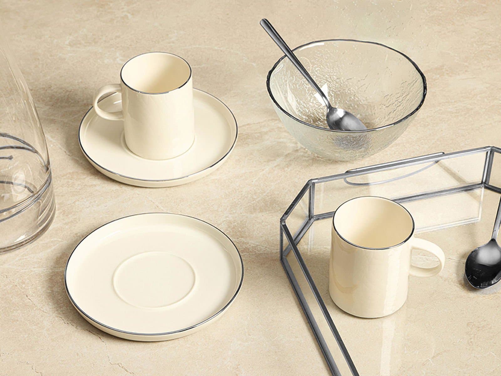 Porland Illusion Platinum 2 Person Tea Cup Set 200cc