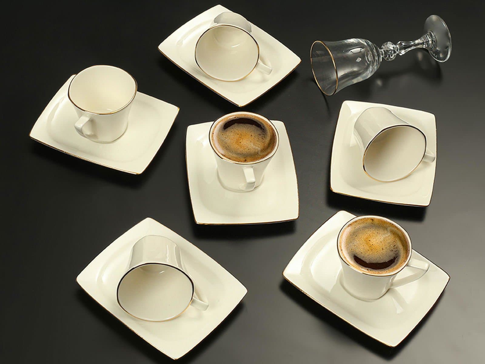 Porland Riva Gold Gilding 6 Person Coffee Set 75cc