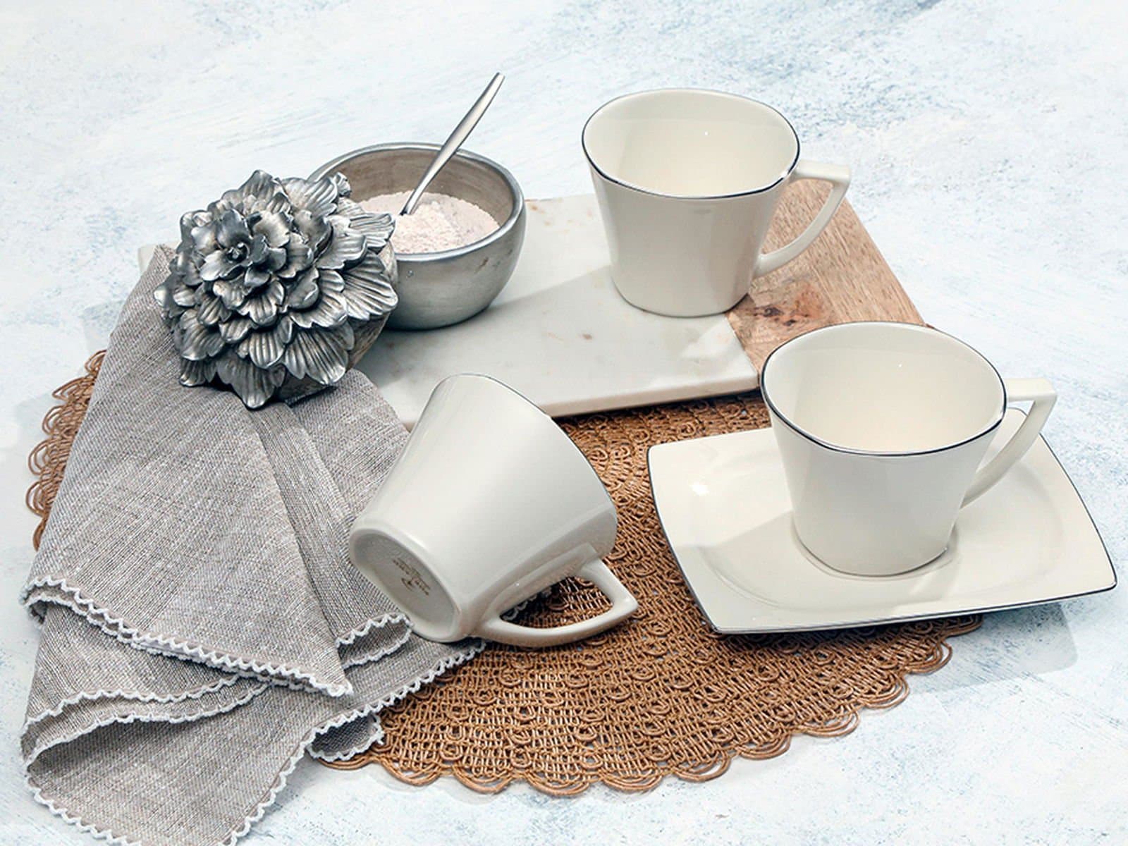 Porland Riva Platinum 6 Person Tea Cup Set 180cc