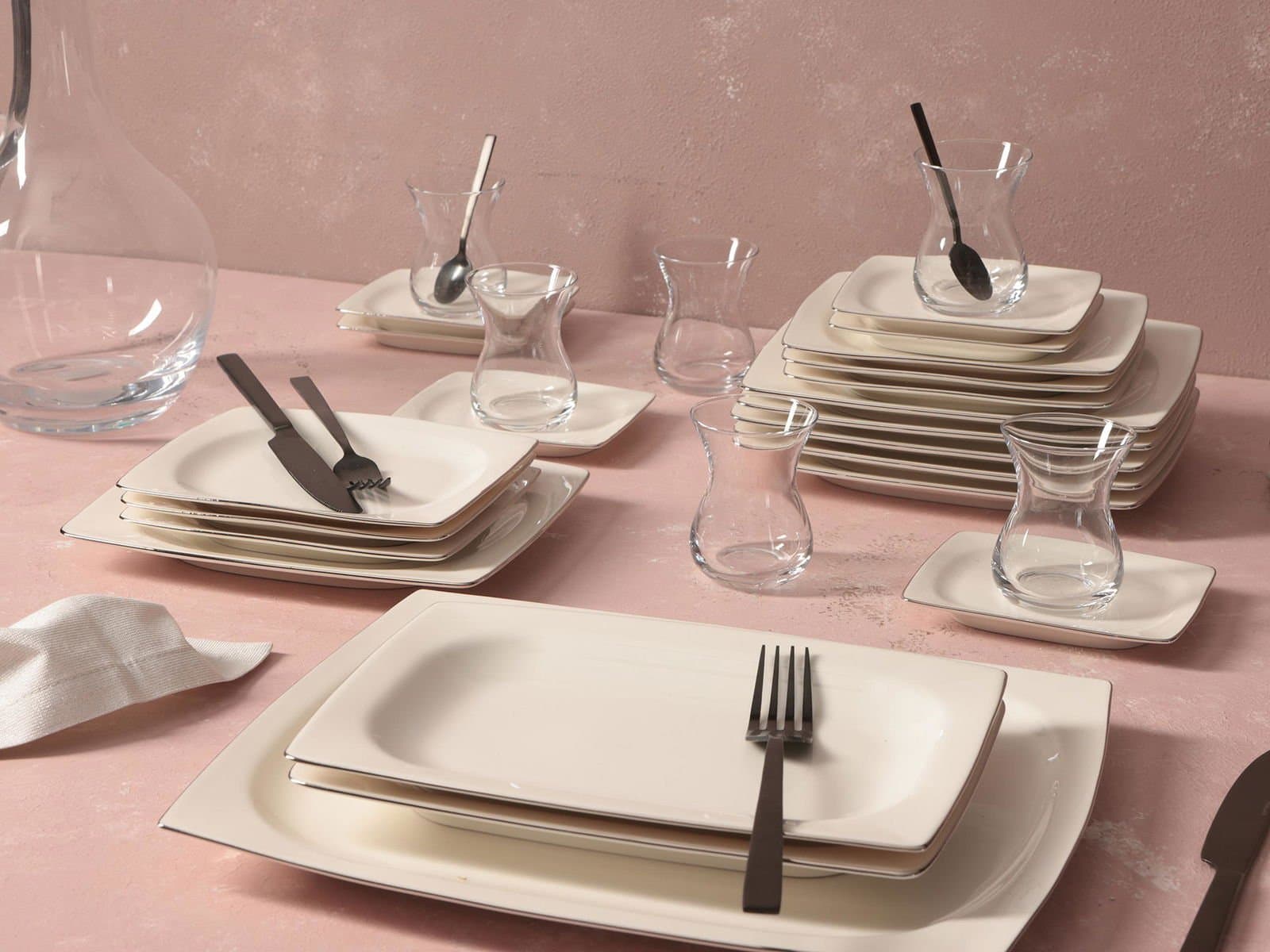 Porland Riva Platinum 27 Piece Cake-Tea Set for 6 People