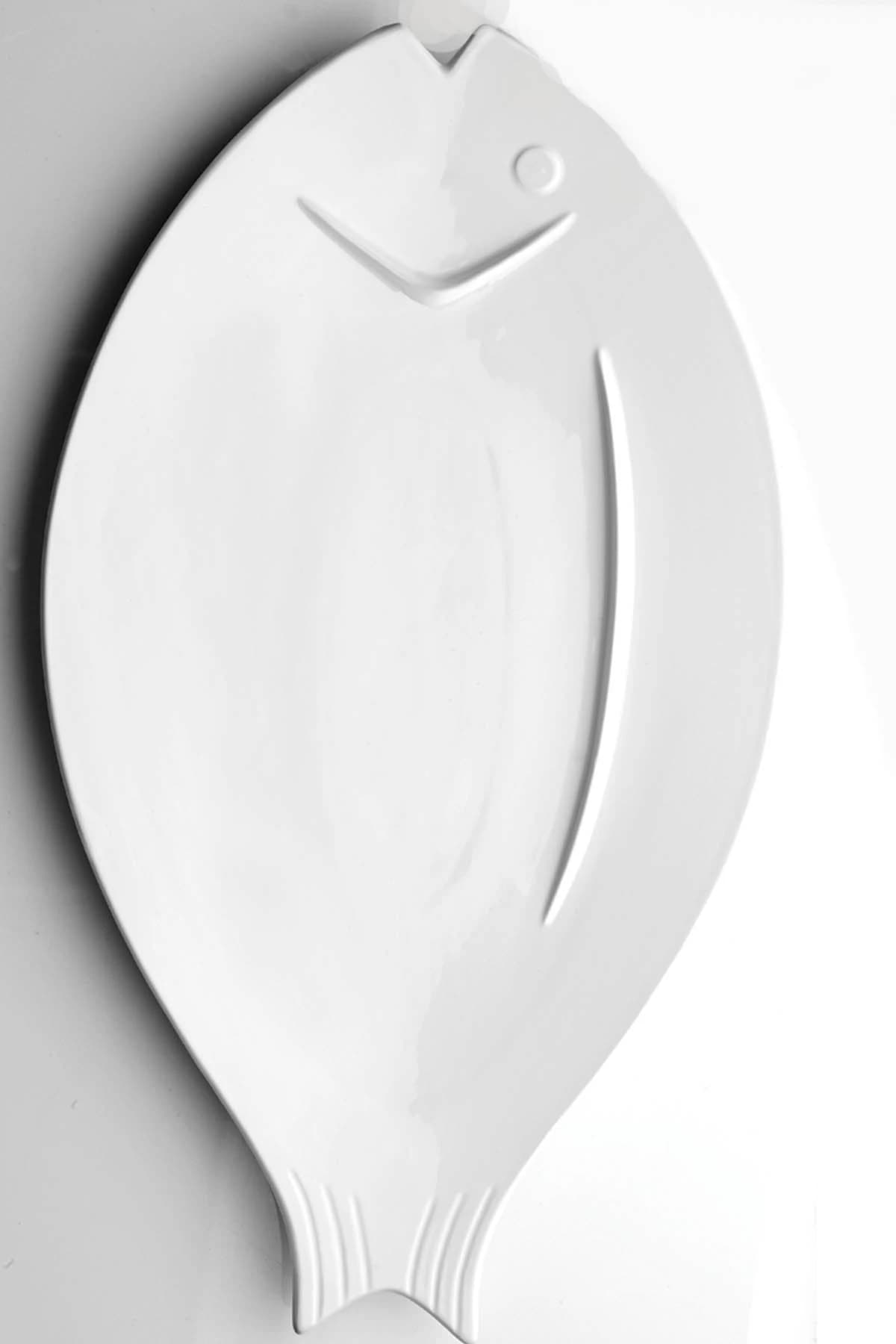 KUTAHYA PORCELAIN FISH 51 CM. BOAT PLATE WHITE