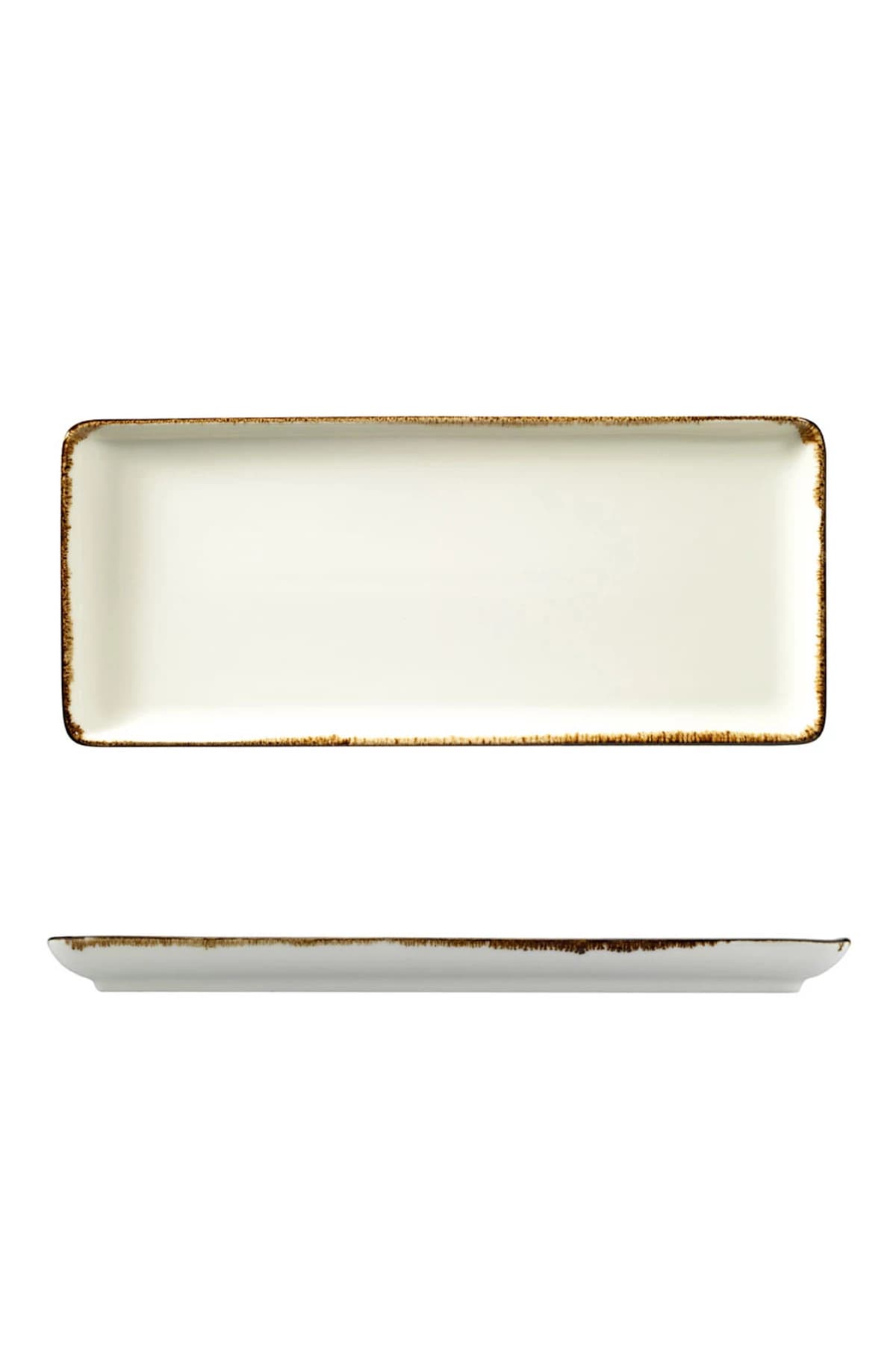 Kütahya Porcelain Bone Tan 35x15cm.Flat Plate Cream Net