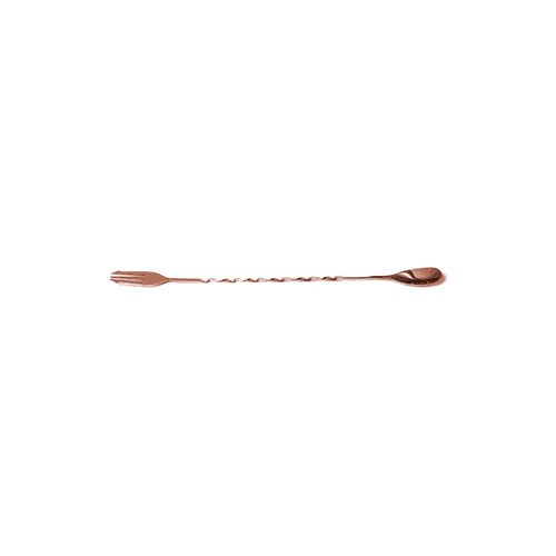 Biradli Twisted Bar Spoon with Garnish Fork Copper (33cm)