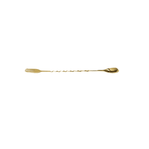 Biradli Twisted Bar Spoon with Garnish Fork Gold (33cm)