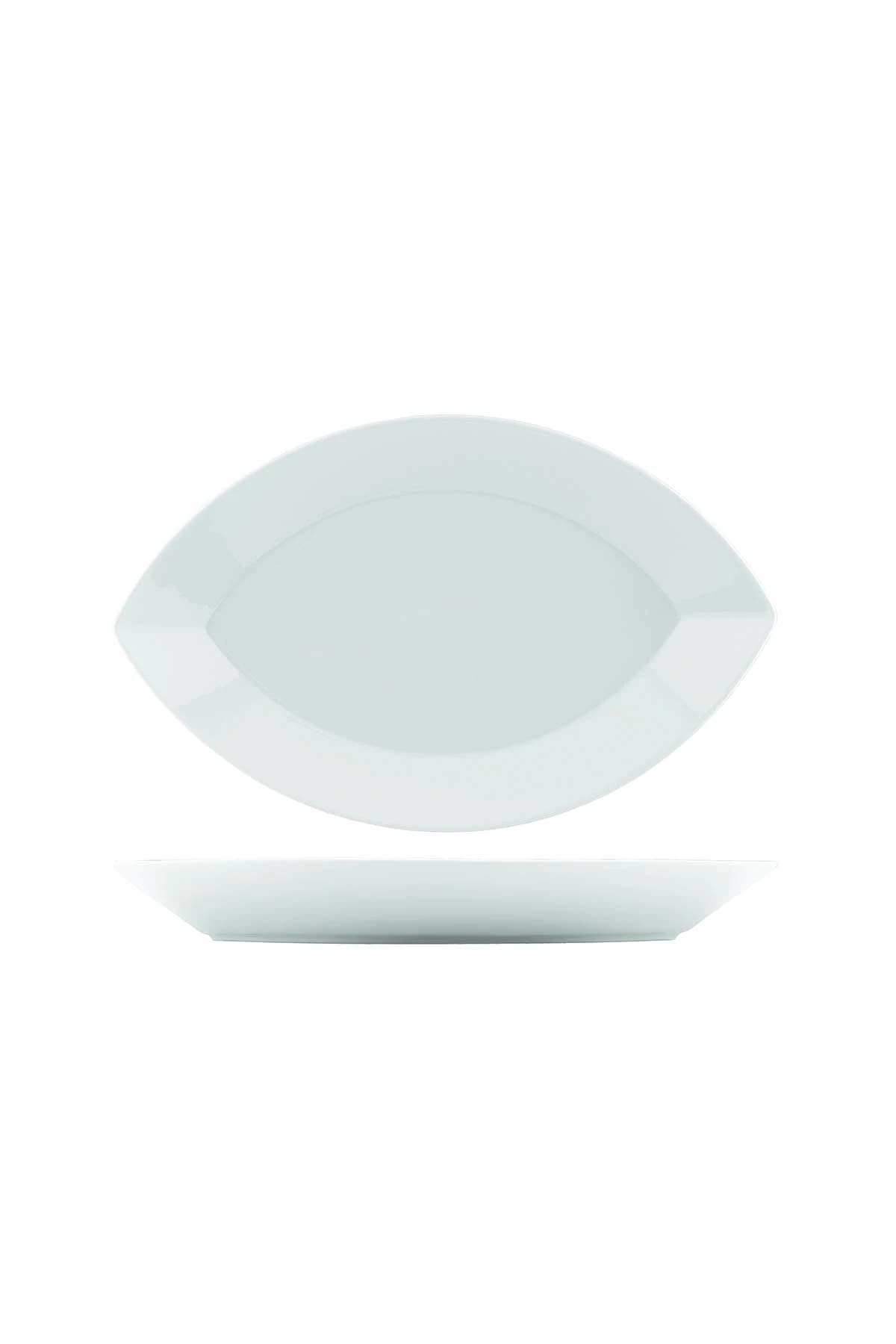 KUTAHYA PORCELAIN PERGE 28 CM. LEAF BOAT PLATE WHITE