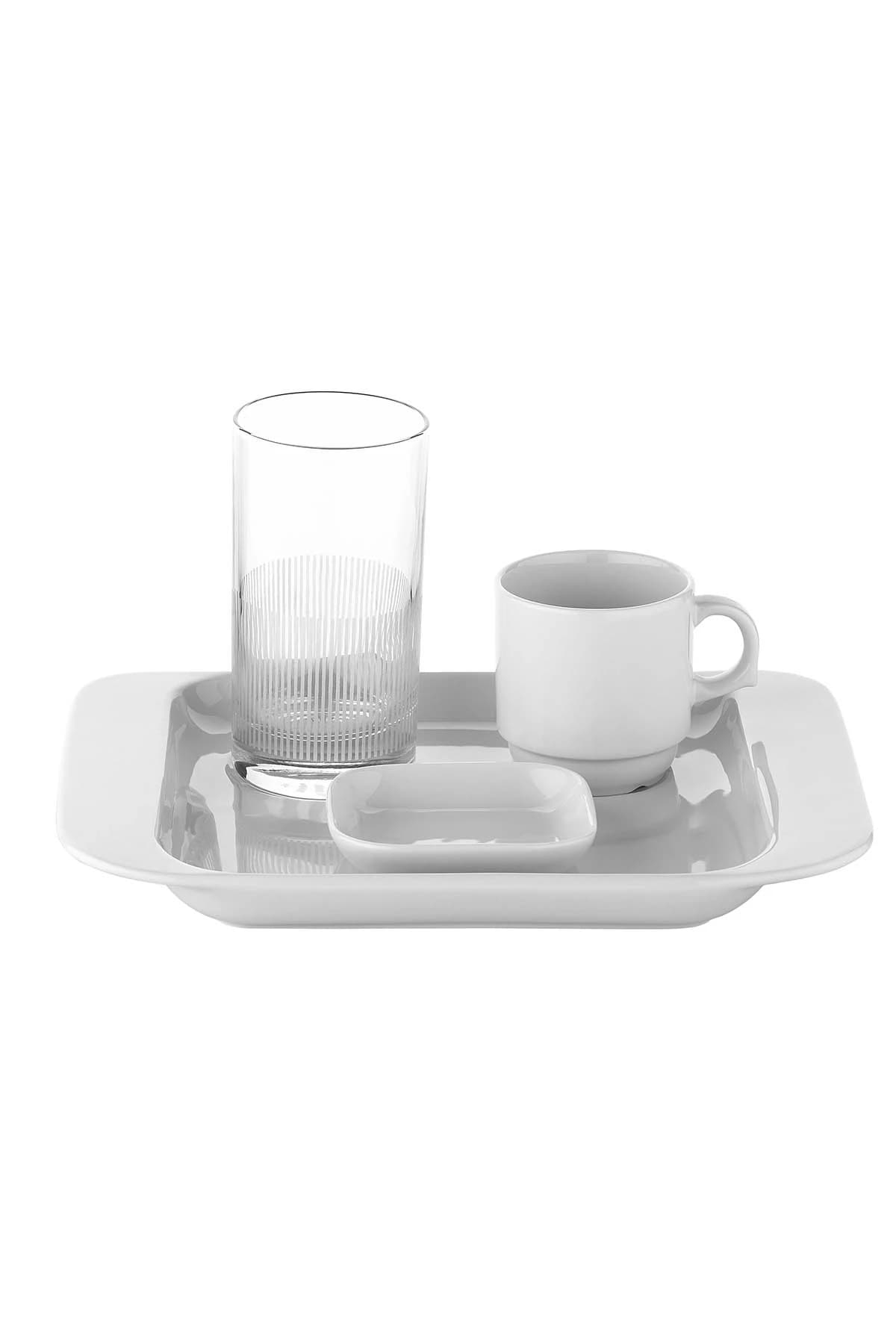 KUTAHYA PORCELAIN QUADRO 21.5X16.5 CM. COFFEE PRESENTATION PLATE WHITE