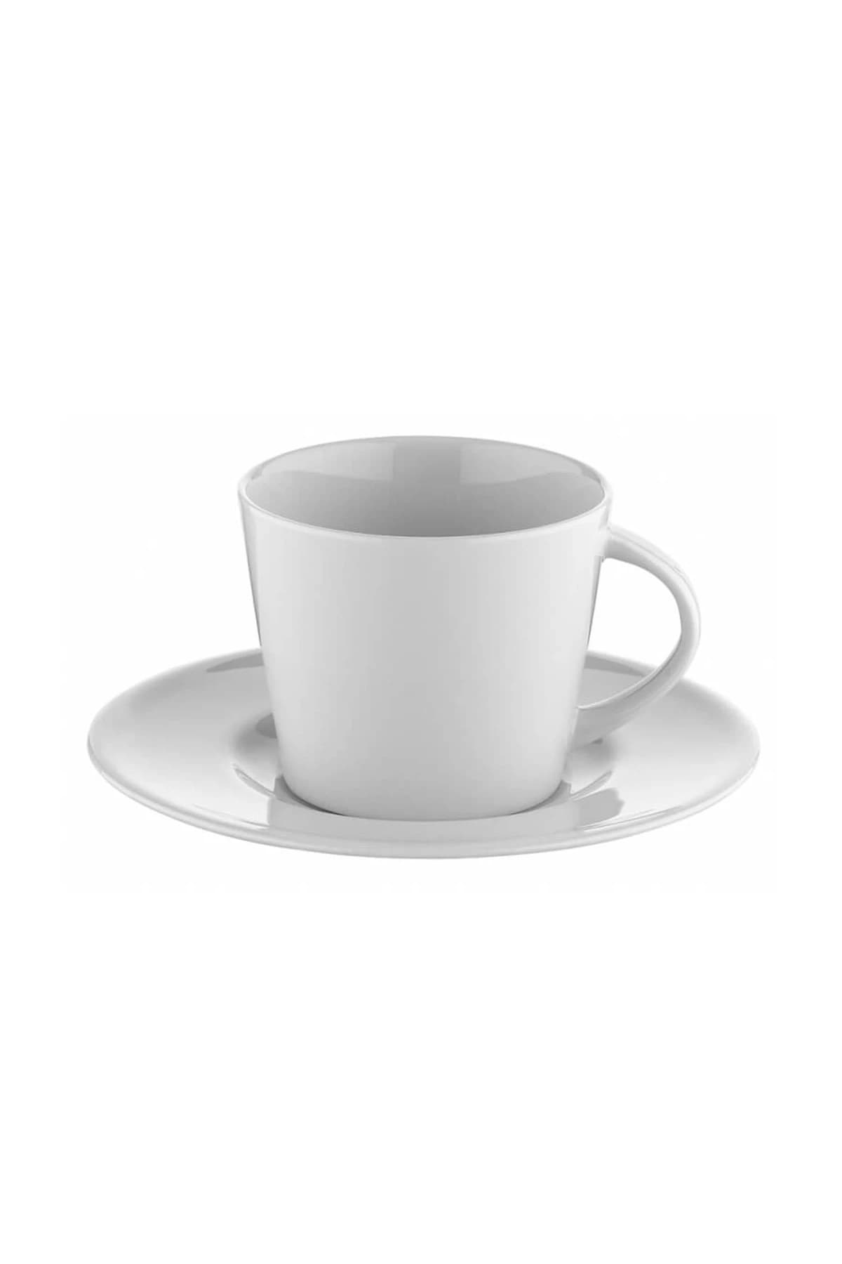 KUTAHYA PORCELAIN TOLEDO TEA CUP WITH PLATE WHITE