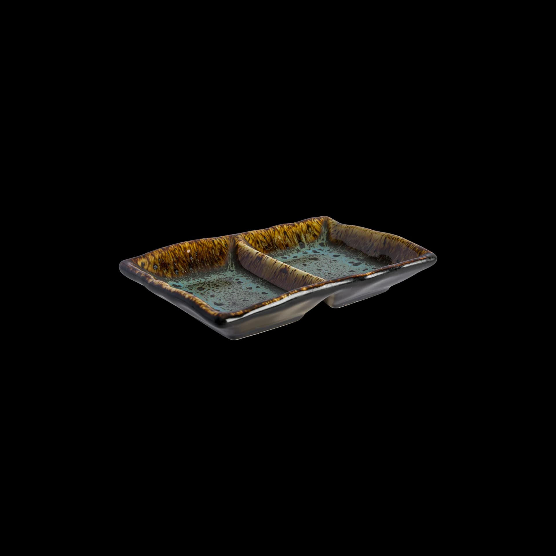 Wabi Blue Rectangular Double Sauce Bowl 13.3 x 9.1 x 2.2 cm