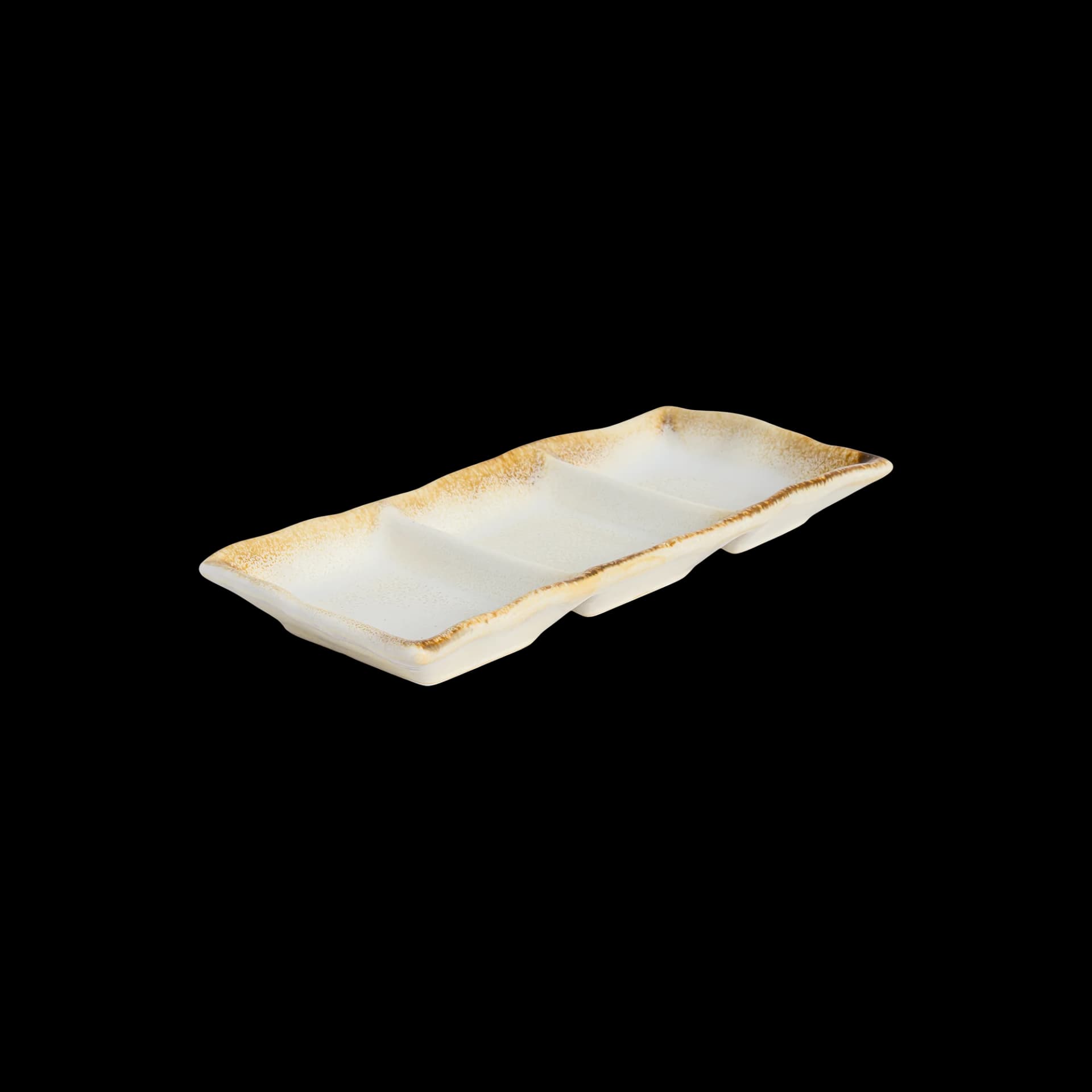 Wabi White Rectangular Triple Sauce Bowl 19.8 x 9 x 2.3 cm