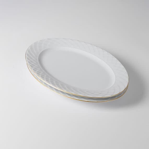 Alfa 2 Parça 30 Cm Kayık Tabak Mat Gold