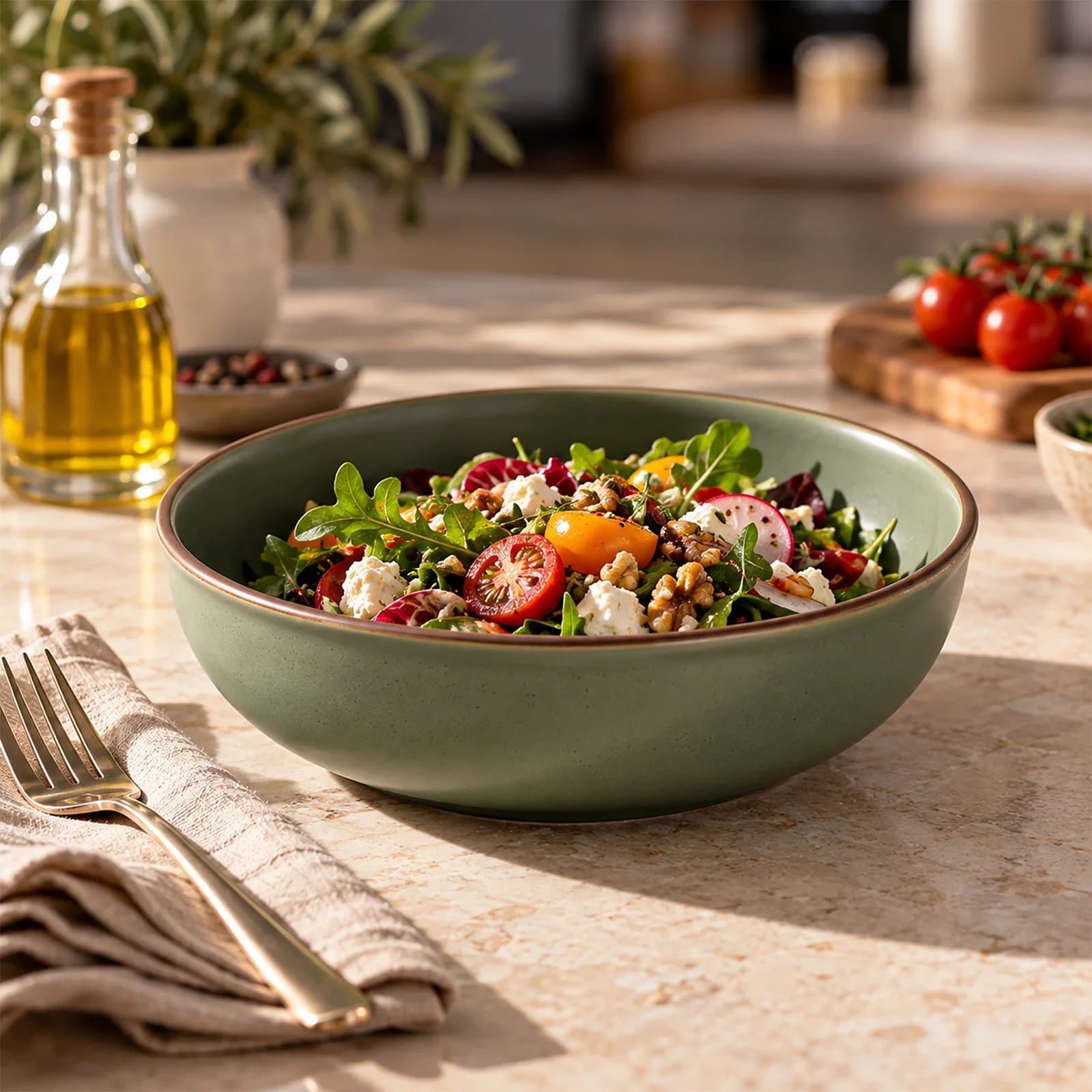 Ece 23 cm Salata Kasesi Mat Yeşil 26y