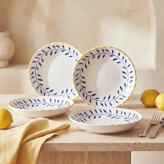 Limon 20 cm 4'lü Porselen Çukur Tabak Seti