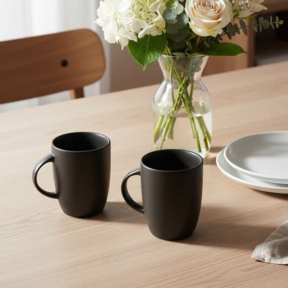 Elit Black Matt 2 Parça Mug Bardak 220 cc