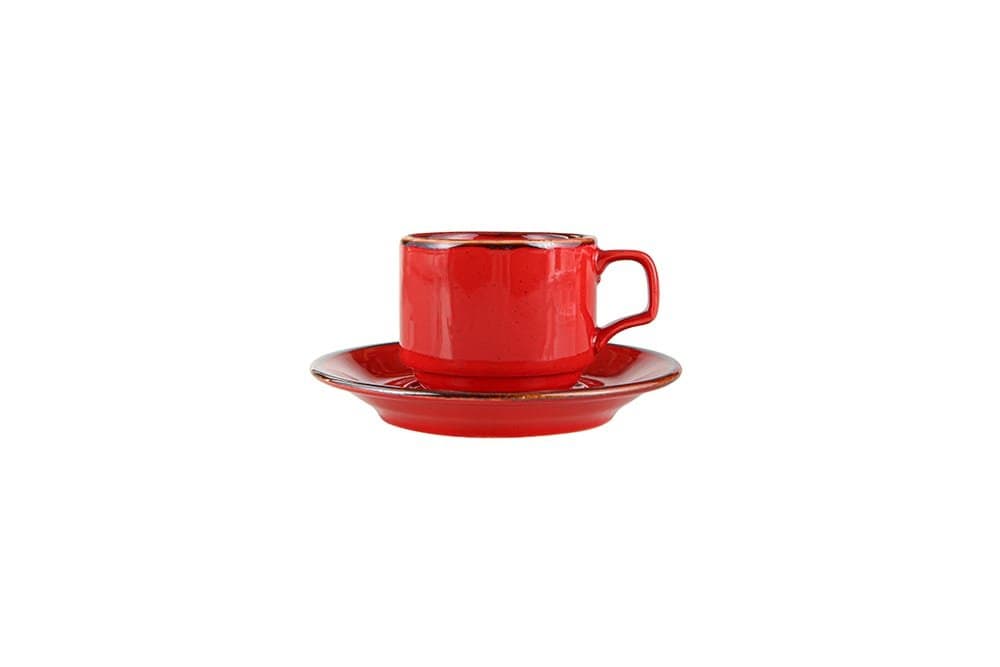 Porland Seasons Kırmızı Tabaklı Çay Fincanı 190cc
