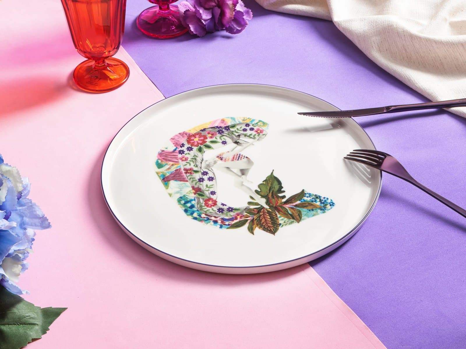 Porland Funky Desen4 Düz Tabak 27cm