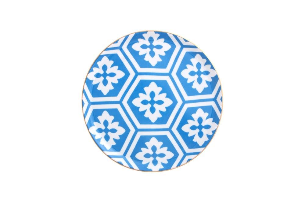 Porland Morocco Desen2 Mavi Düz Tabak 20cm