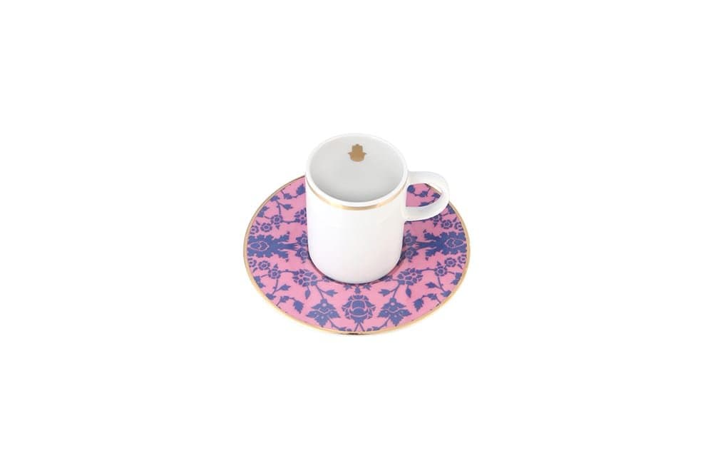 Porland Glamorous Pembe Tabaklı Kahve Fincanı 80cc