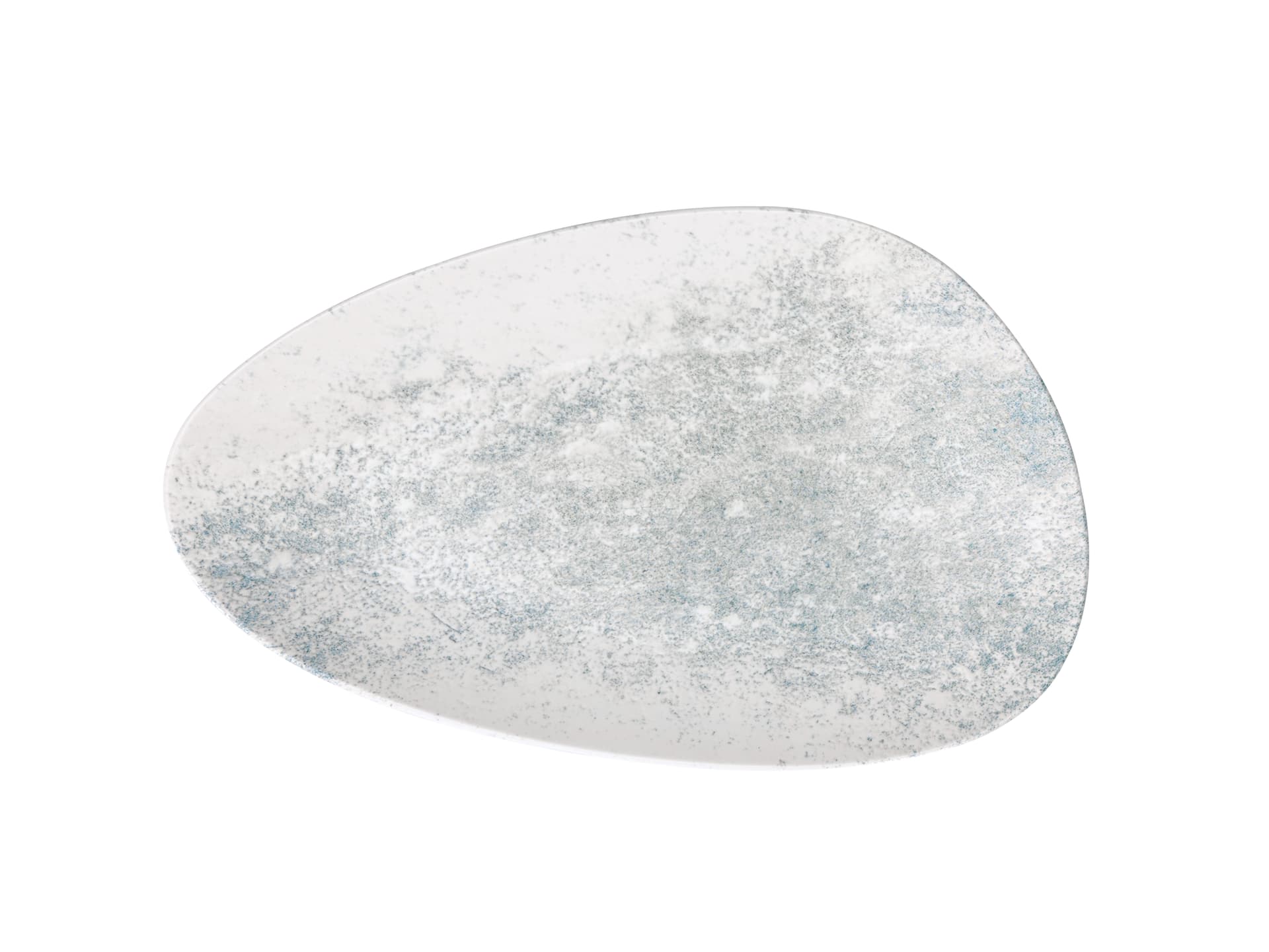 Smoky Matte Blue Triangular Oval Plate 37cm