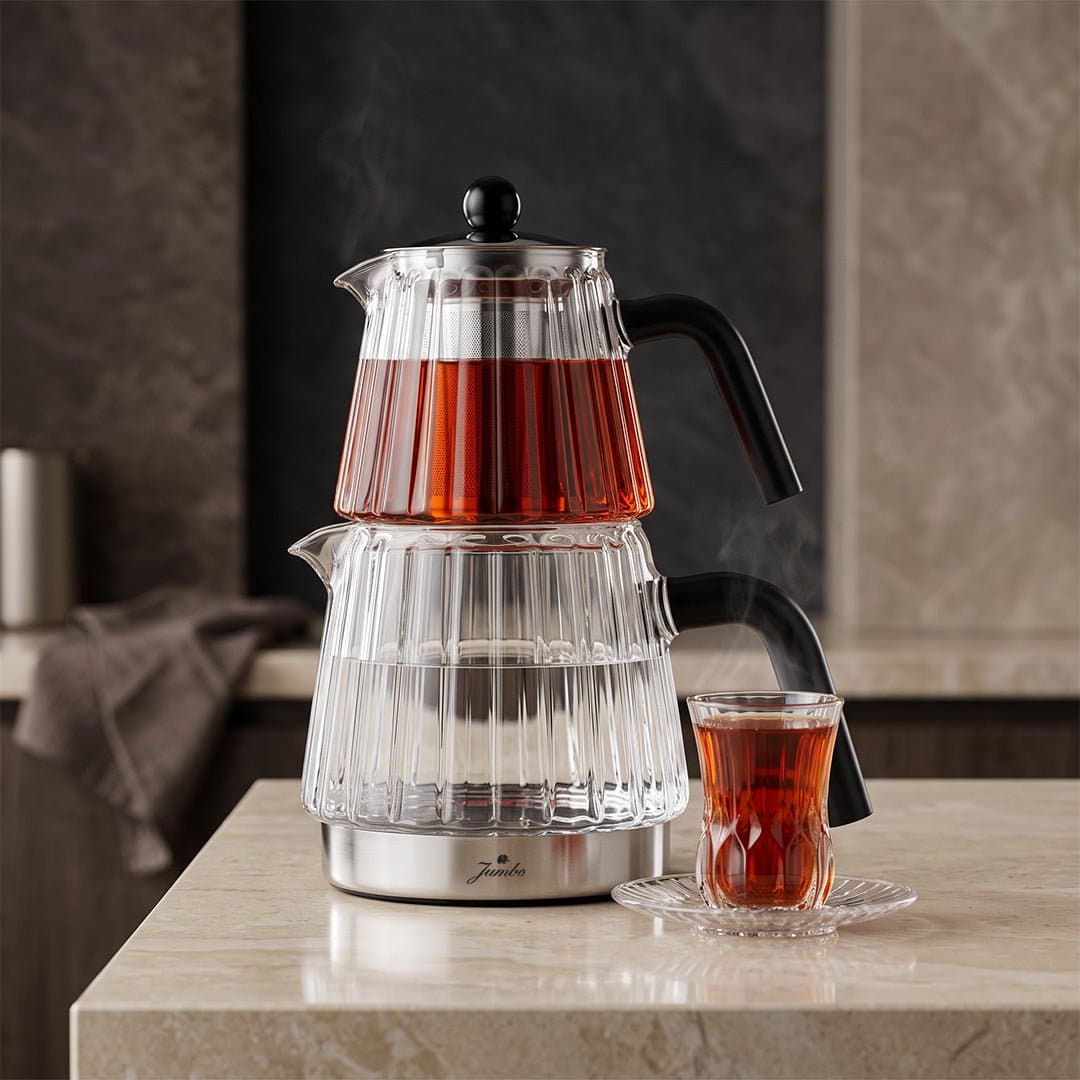 Jumbo Aura Glass İndüksiyon Tabanlı Cam Çaydalık