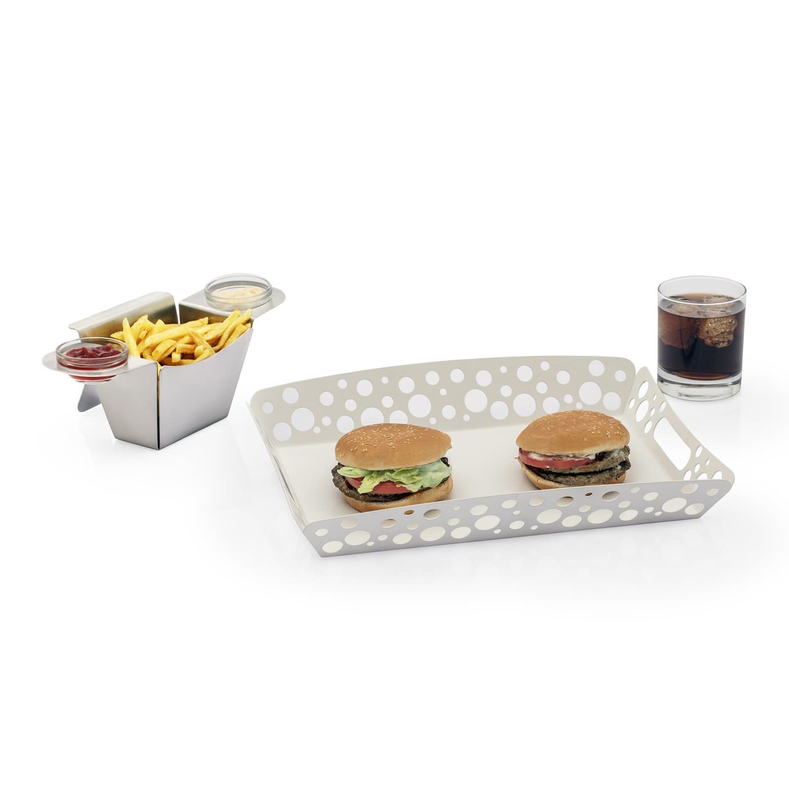 HAMBURGER TEPSİSİ YUVARLAK DESEN BEYAZ STATİK