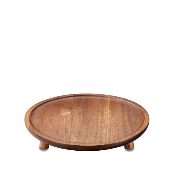 Korkmaz Akasya Yuvarlak Ayaklı Sunum Tabağı 32 cm A561-02