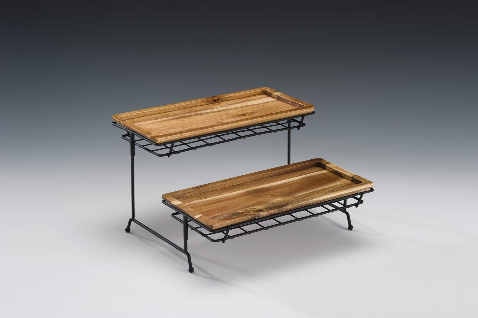 METAL AYAKLI AHŞAP TEŞHİR STANDI - 30 x 30 H: 18 cm