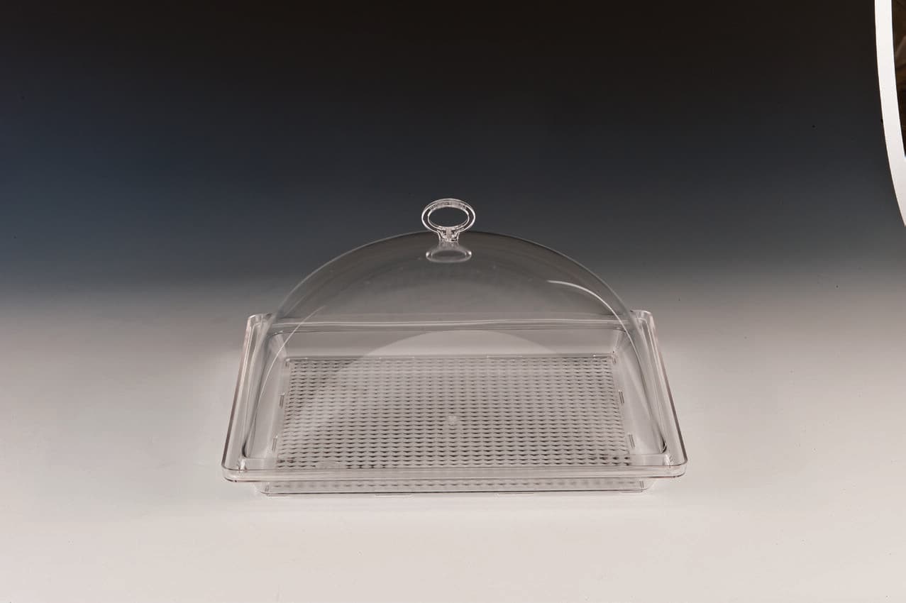 POLYCARBONAT TEPSİLİ MUHAFAZA KABI / KARE 35 X 35 X H: 16 cm