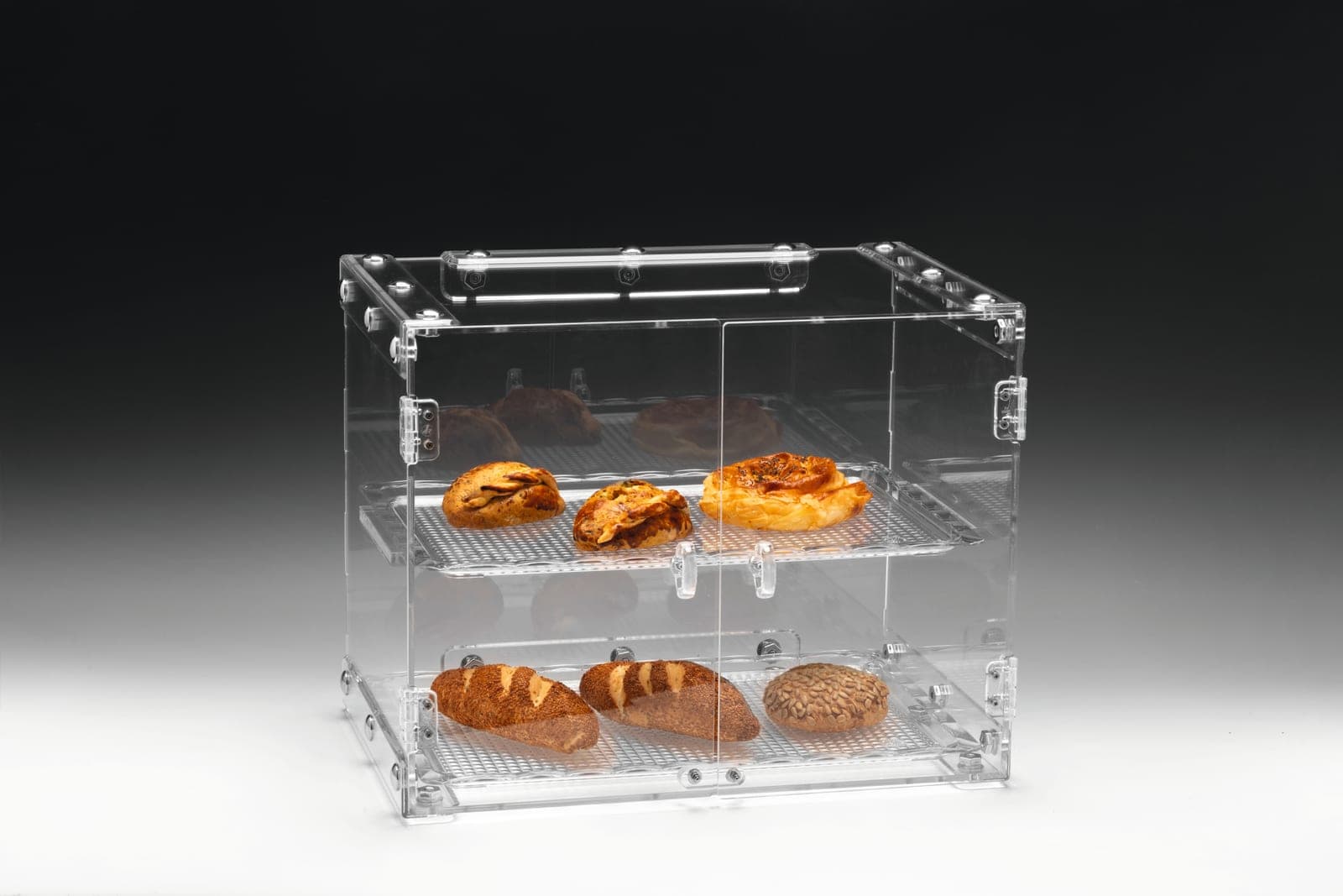 POLYCARBONAT TEPSİLİ TEŞHİR STANDI 45 x 31 x H: 46 cm