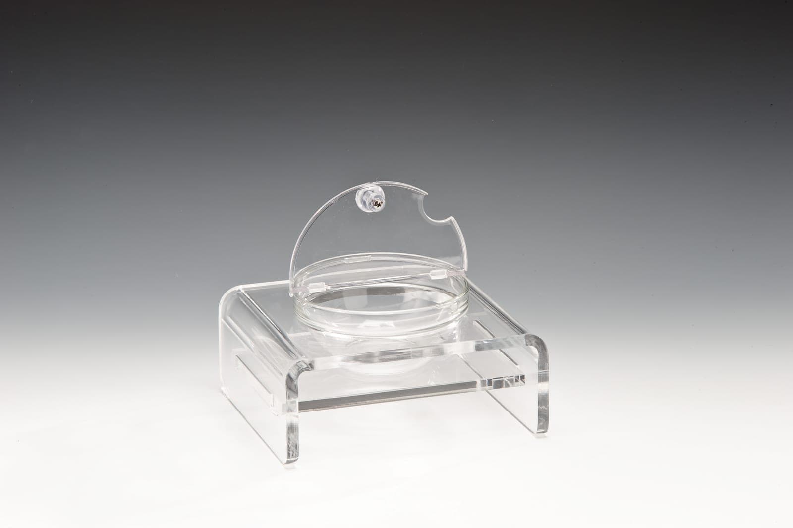 CAM KASELİ POLYCARBONAT KAPAKLI TEŞHİR STANDI 21 x 19 cm / KASE (BOWL) Ø 14 cm