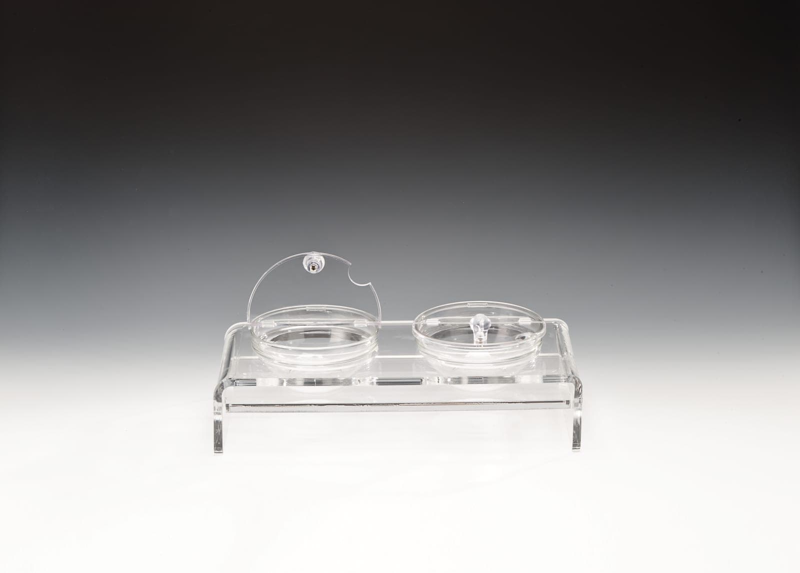 CAM KASELİ POLYCARBONAT KAPAKLI TEŞHİR STANDI 39 x 19 cm / KASE (BOWL) Ø 14 cm