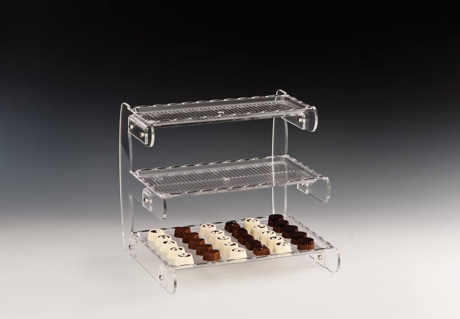 POLYCARBONAT TEPSİLİ TEŞHİR STANDI) 32 x 30 x H: 29 cm