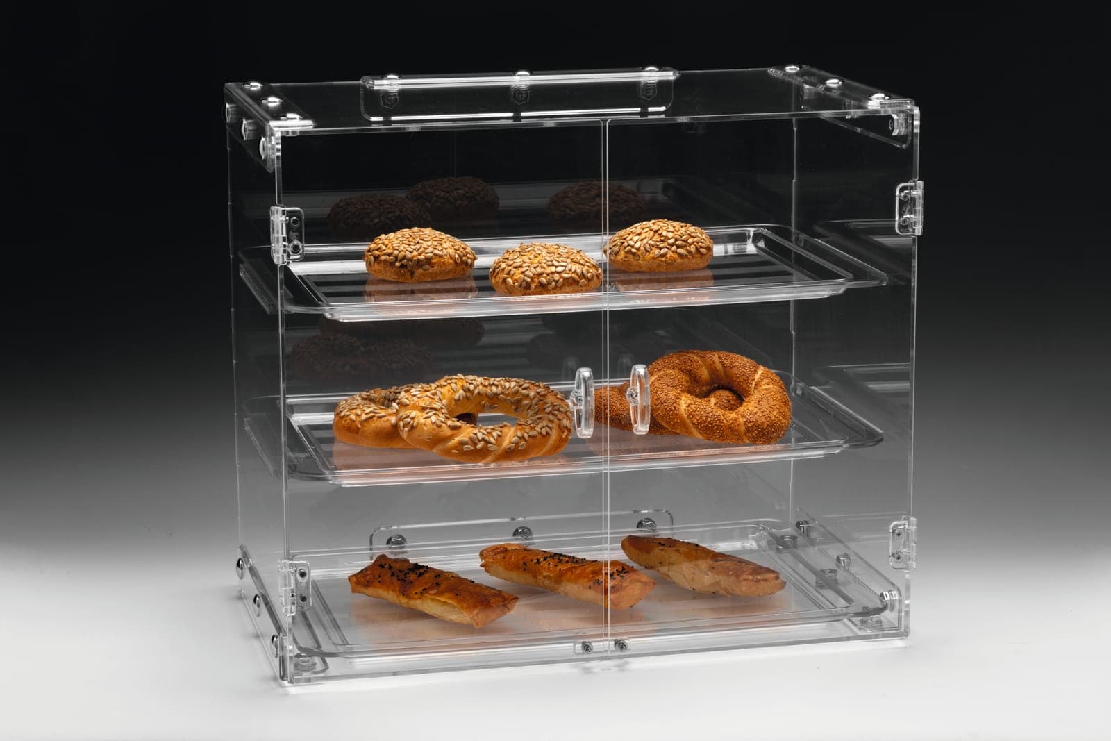 POLYCARBONAT TEPSİLİ TEŞHİR STANDI 57 x 38 x H: 50 cm