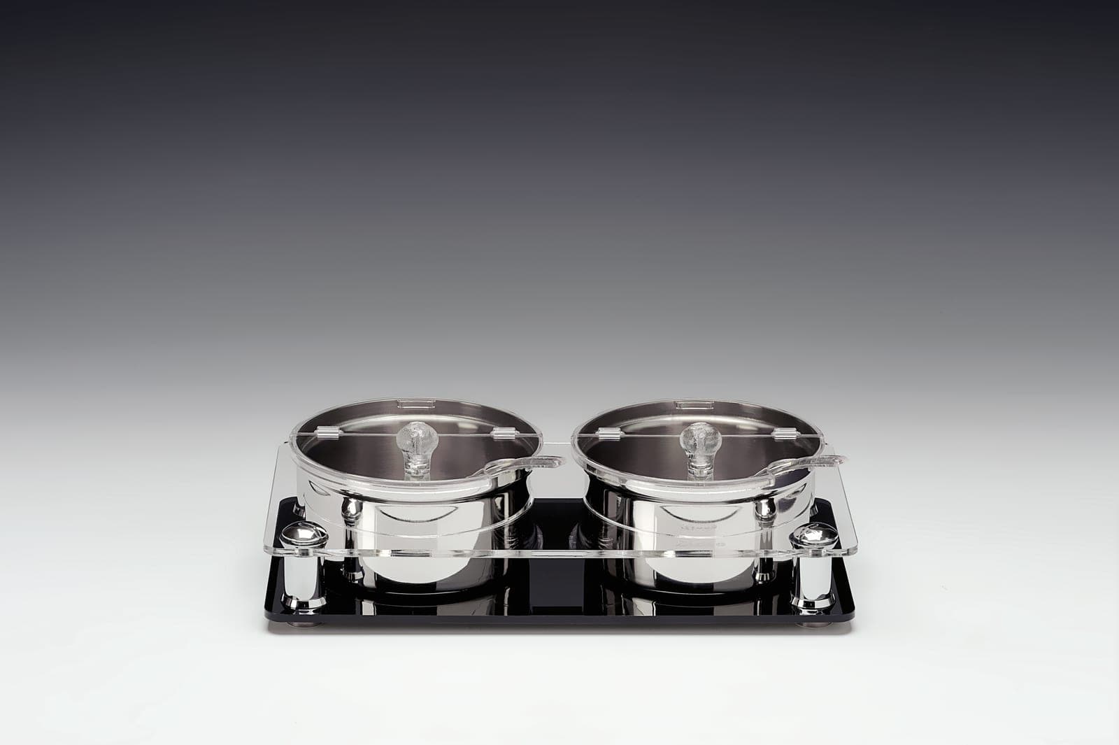 ÇELİK KASELİ POLYCARBONAT KAPAKLI SOSLUK REÇELLİK STANDI 17,5 x 33,5 x H: 8,5 cm