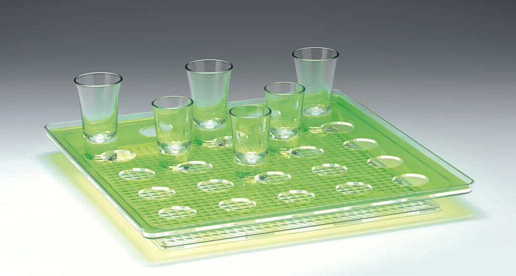 POLYCARBONAT TEPSİLİ SHOT SERVİSİ/25'Lİ -34 x34 cm