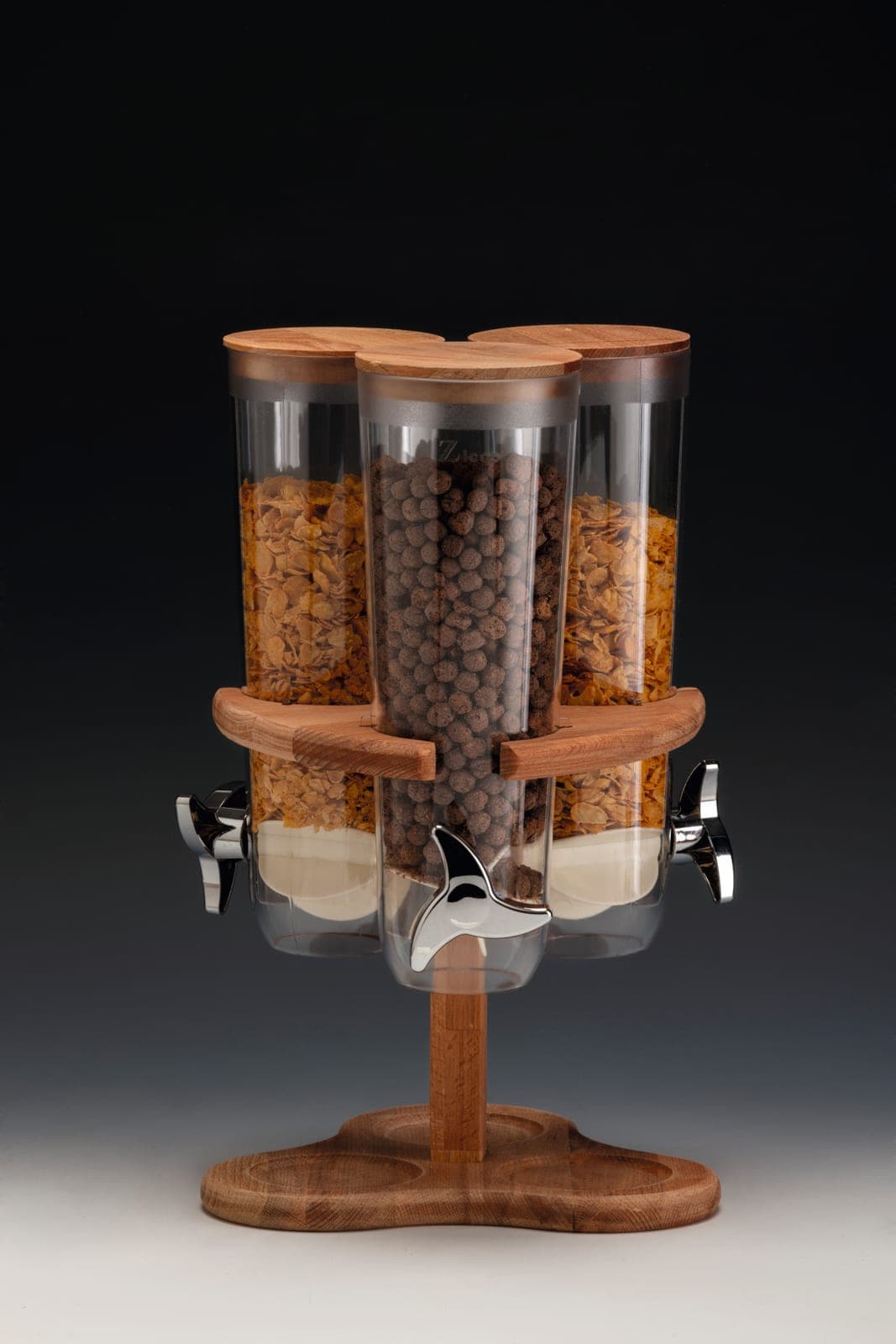 3’LÜ DÖNER AHŞAP STANDLI CORNFLEKS ALETİ 26 x 26 x H: 43 cm