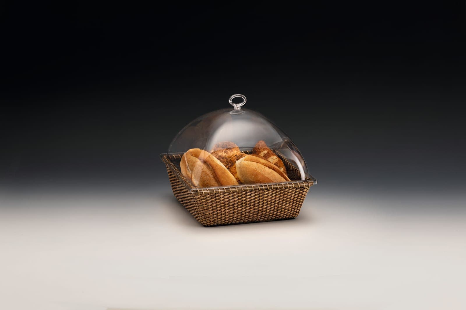 RATTEN SEPETLİ POLYCARBONAT KAPAKLI FANUS 29 x 29 x H:24 cm