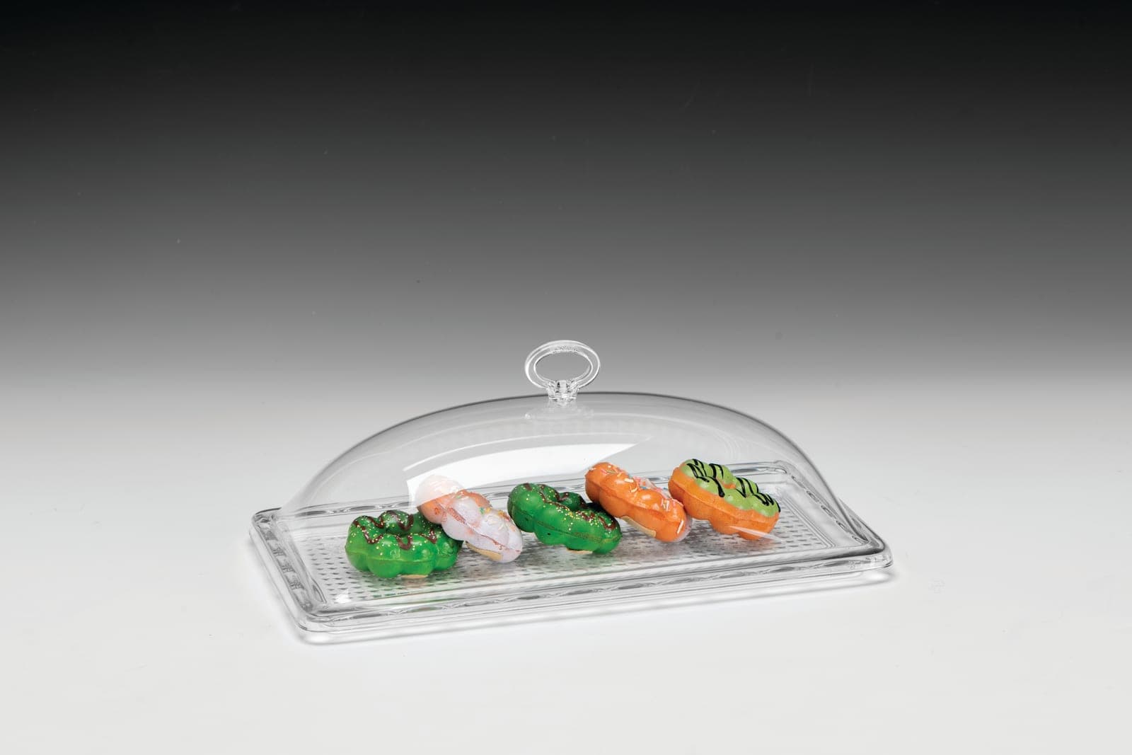 AKRİLİK KAPAKLI POLYCARBONAT TEPSİLİ MUHAFAZA KABI 17,5 x 32,5 x H: 11 cm