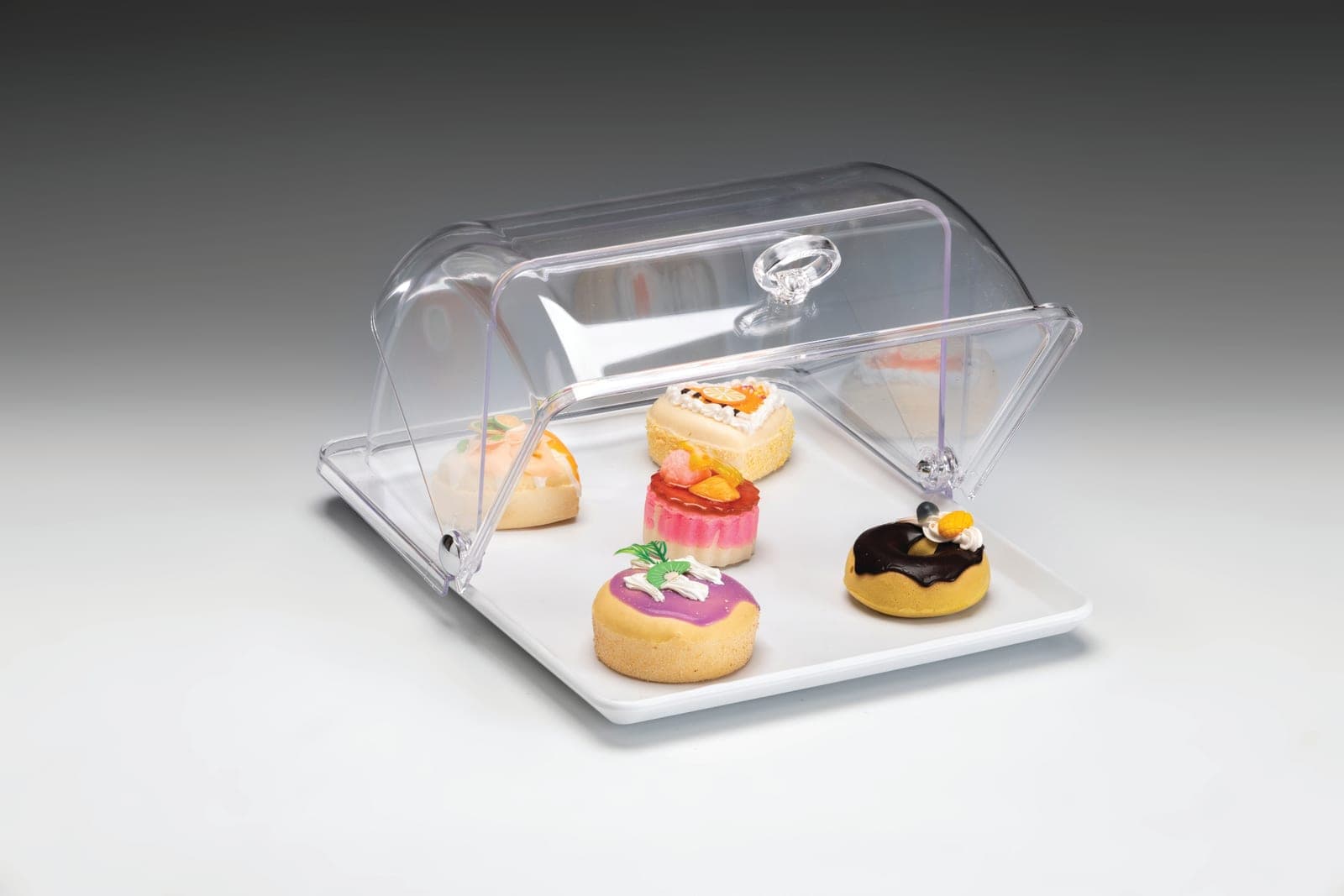 MELAMİN ALTLI, POLYCARBONAT ROLLTOP KAPAKLI MUHAFAZA KABI (GN1/2) 27 x 33 x H: 18 cm